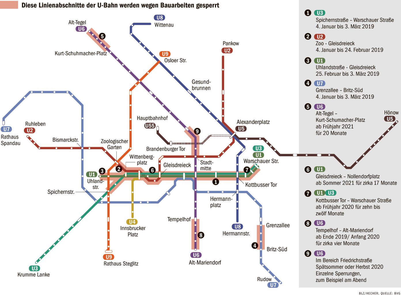 Bvg Bauarbeiten Karte Mit U Bahn Sperrungen In Berlin