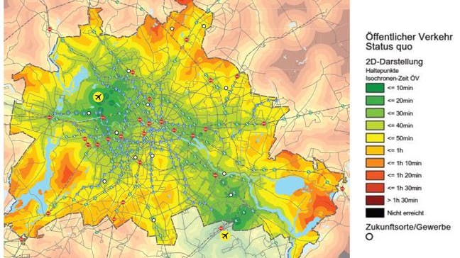 So ist es derzeit: Mit öffentlichen Verkehrsmitteln sind die beiden Flughäfen derzeit gut zu erreichen. Allerdings ist der Anteil des Nahverkehrs in Tegel (ohne Schienenanschluss) mit 50 Prozent geringer als in Schönefeld, wo 75 Prozent der Fluggäste per Nahverkehr anreisen.