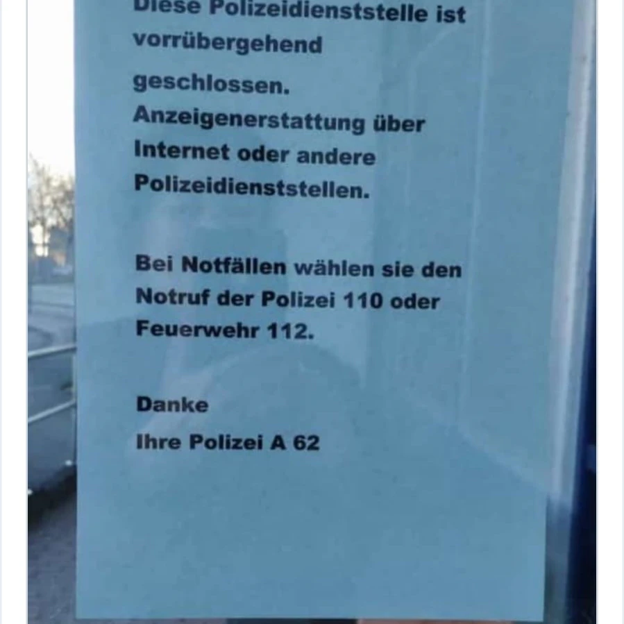 Bürger werden an andere Polizeidienststellen verwiesen.