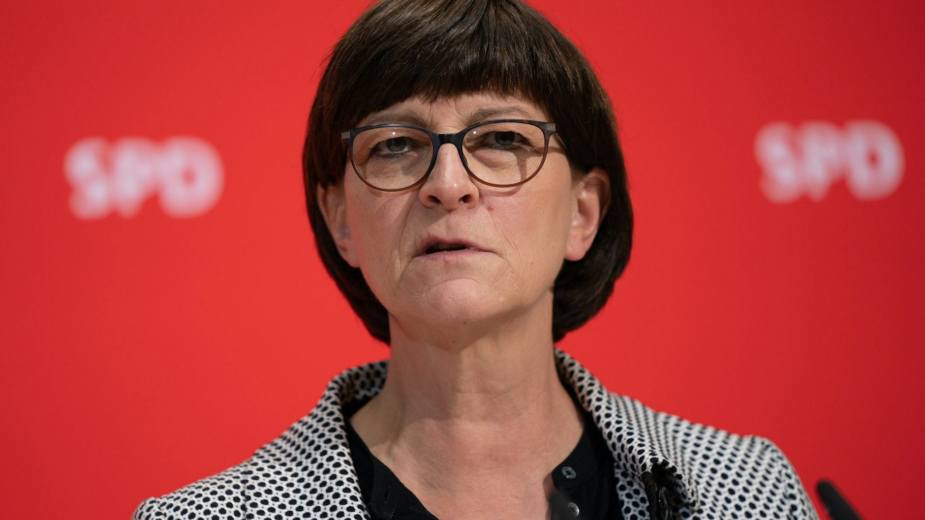 Saskia Esken, Bundesvorsitzende der SPD,&nbsp; während einer Pressekonferenz im Dezember 2019.&nbsp;
