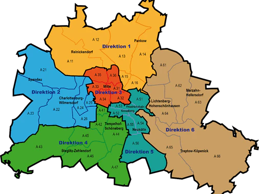 Der alte Zuschnitt der Polizeidirektionen.