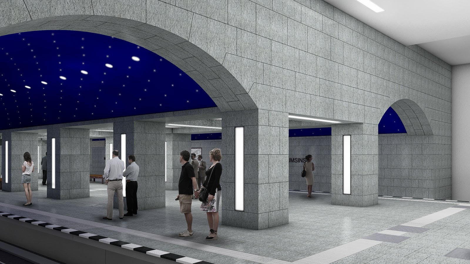Warten unterm Sternenhimmel: Die Simulation zeigt, wie der U-Bahnhof Museumsinsel einmal aussehen wird.