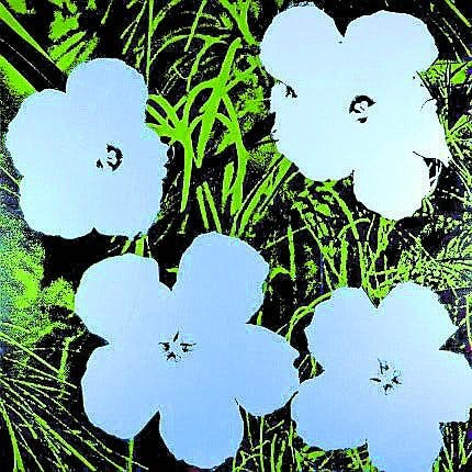 Elaine Sturtevant: „Warhol Flowers“, 1990, Siebdruck und Acryl/Lw. 
