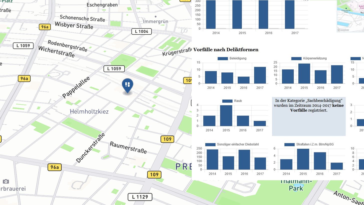 Mithilfe des interaktiven Tools lassen sich Zahlen zu Kriminalität an Berliner Schulen recherchieren.