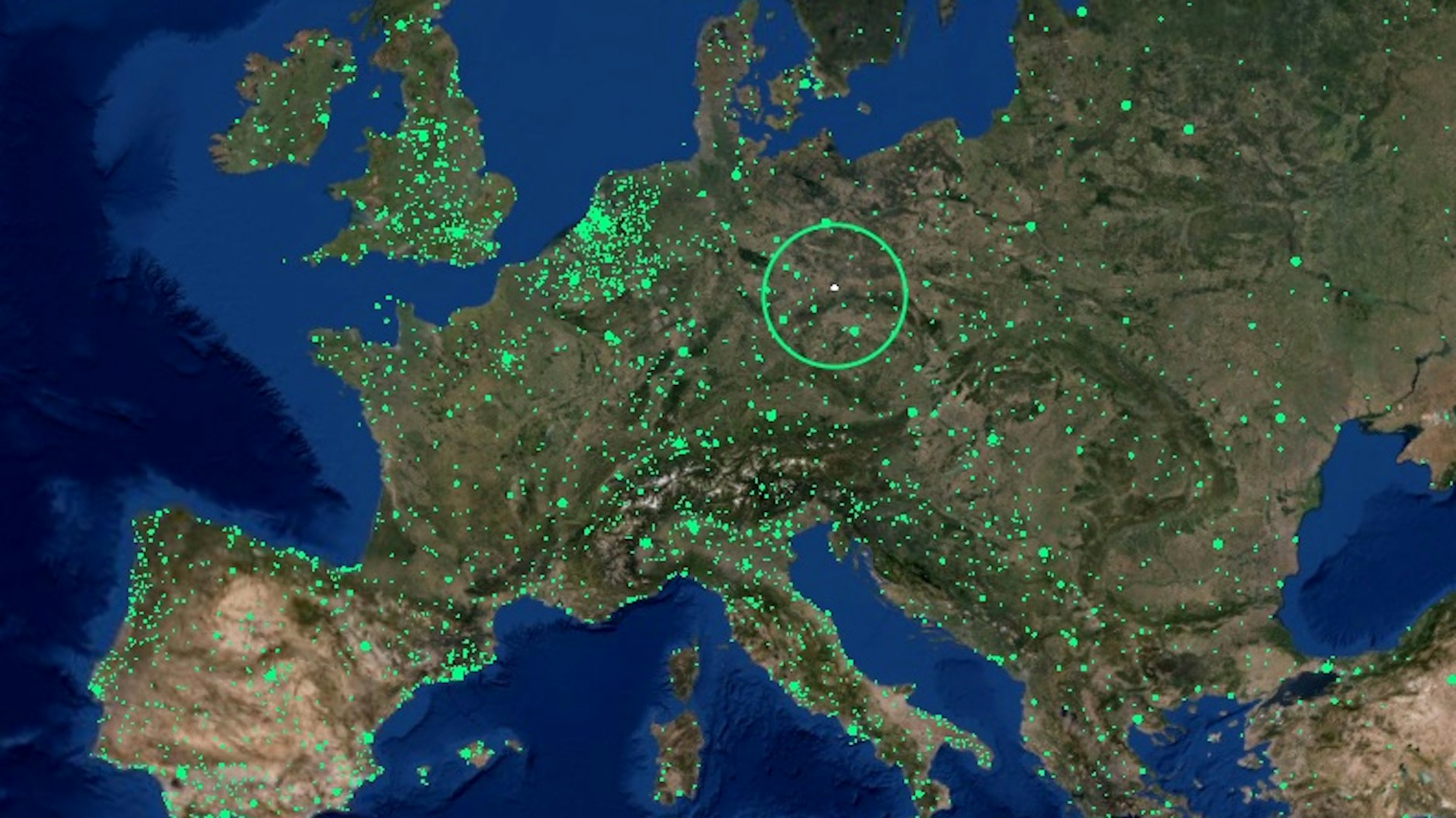Jedes Glühwürmchen steht für mindestens eine Radiostation.&nbsp;