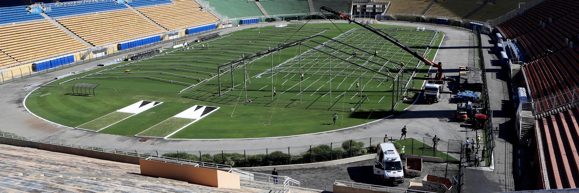 In Sao Paulo entsteht auf einem Fußballstadion derzeit eine Klinik für Coronakranke.