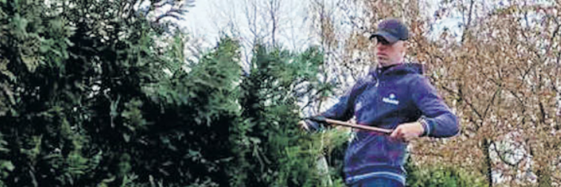 Sven Beuckert beschneidet die Hecken in seinem Garten.