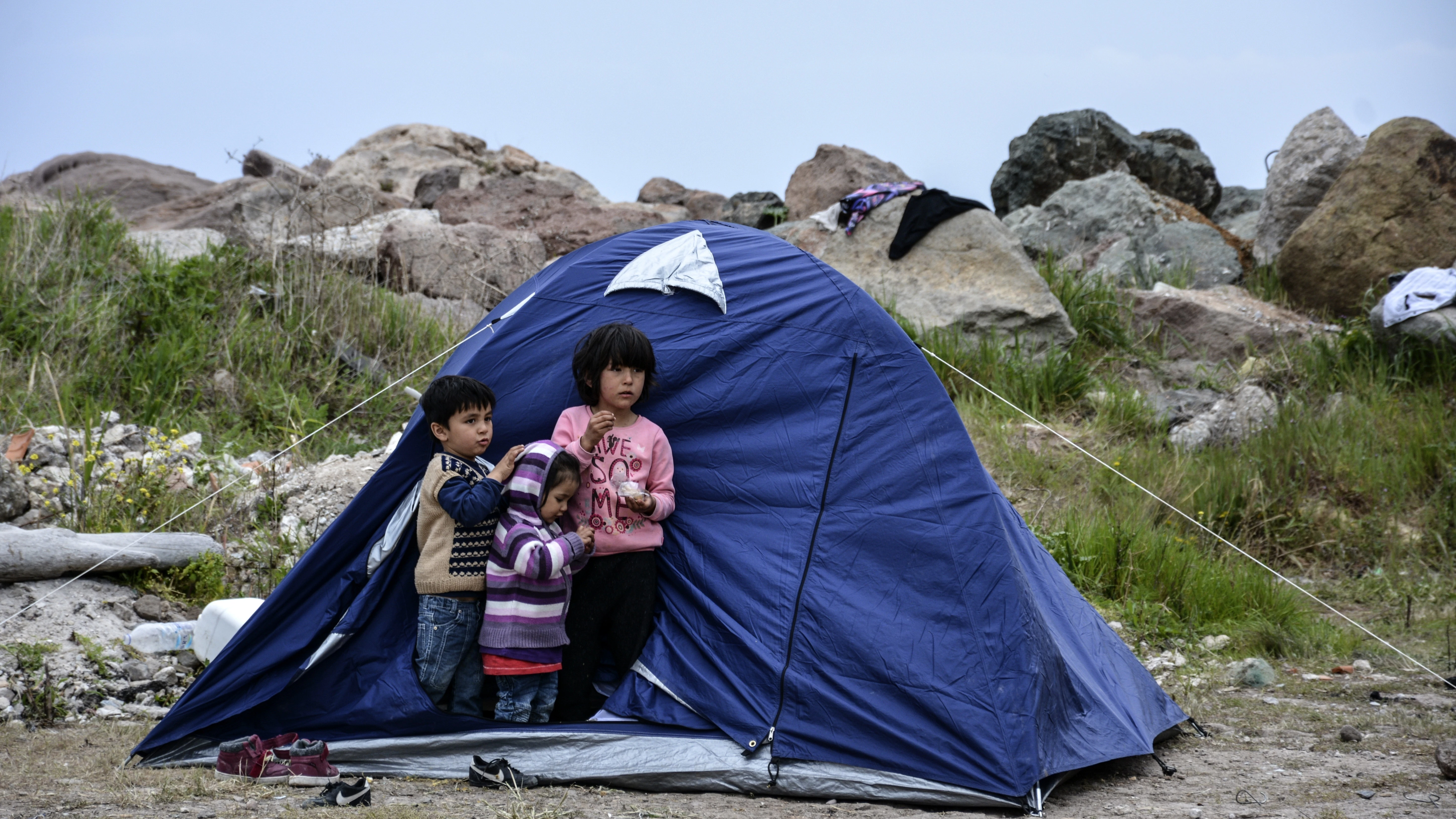 Flüchtlingskinder auf der griechischen Insel Lesbos.