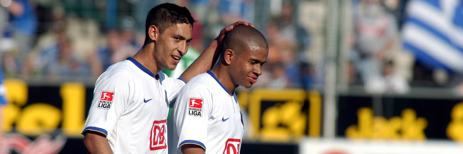 Chinedu Ede (r.) spielte bei Hertha zusammen mit Malik Fathi von 2006 bis 2008 in der Bundesliga.