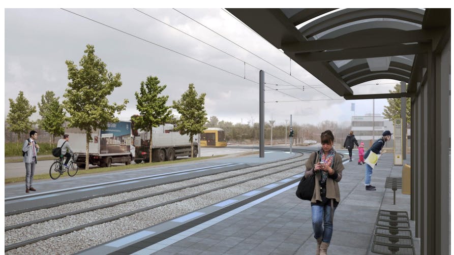 Die Haltestelle Groß-Berliner Damm/ Hermann-Dorner-Allee.