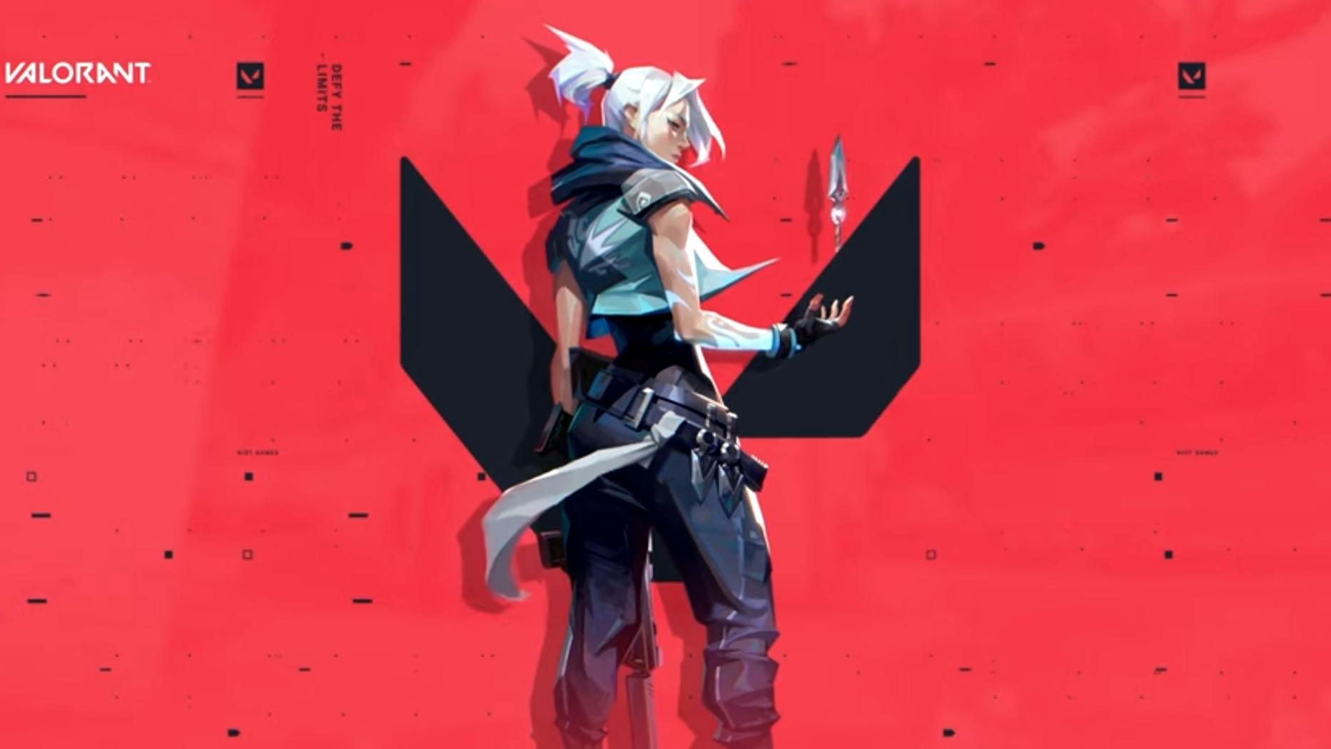 Die Heldin des Spiels Valorant: Jett in voller Montur.
