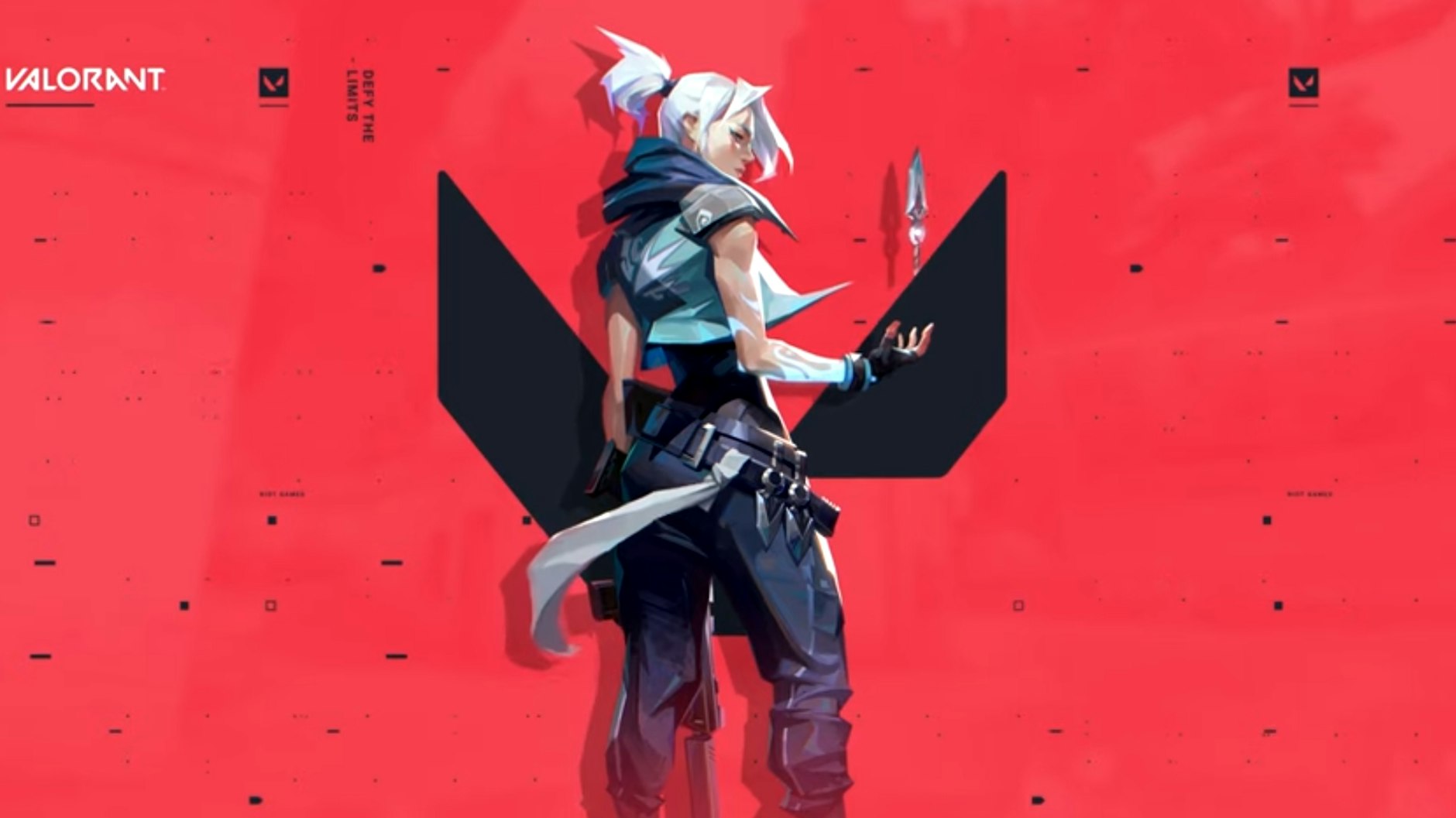 Die Heldin des Spiels Valorant: Jett in voller Montur.