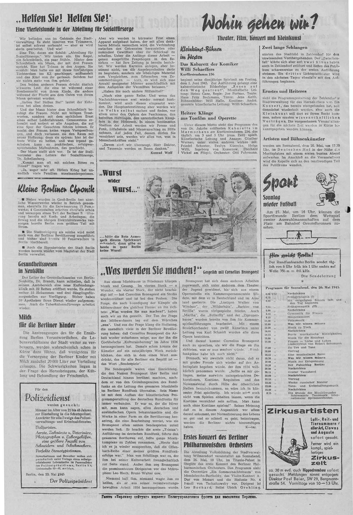 Die Berliner Zeitung vom 25. Mai 1945