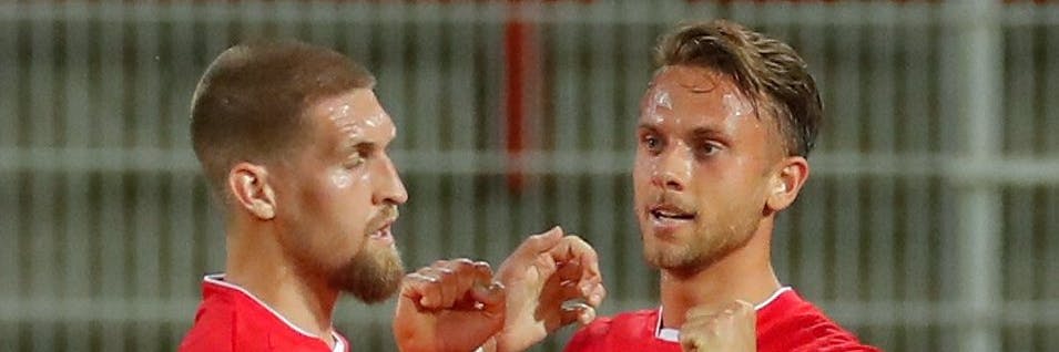 Held und Pechvogel: Während Marcus Ingvartsen (r.) den Ausgleich für Union erzielte, wurde Robert Andrich des Feldes verwiesen.