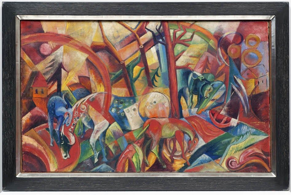 The Enchanting World of Campendonk's Rotes Bild mit Pferden: A Masterpiece of Expressionism