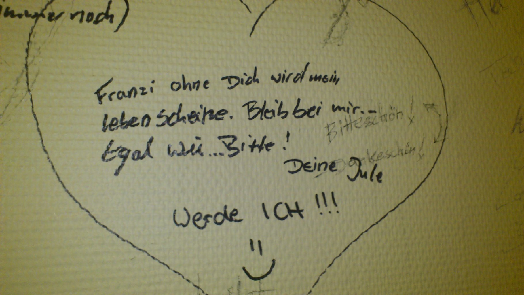 Jule und Franzi. Franzi und Jule. Ein schriftliches Zwiegespräch auf Klo im K17. Jetzt brauchen sich die Männer auch nicht länger fragen, warum Frauen immer zu zweit auf die Toilette rennen.