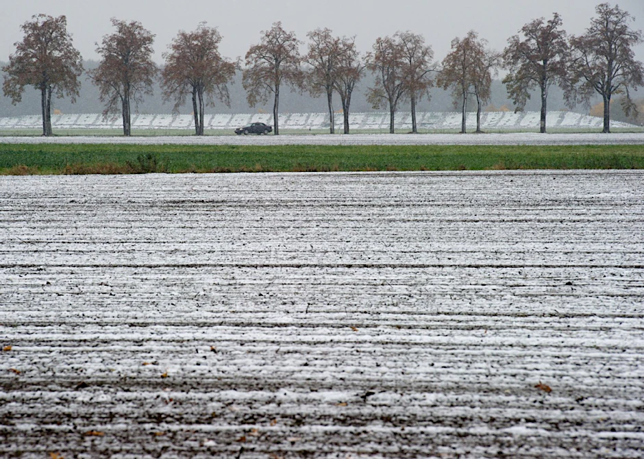 Gepuderte Felder und Wiesen. Jetzt geht