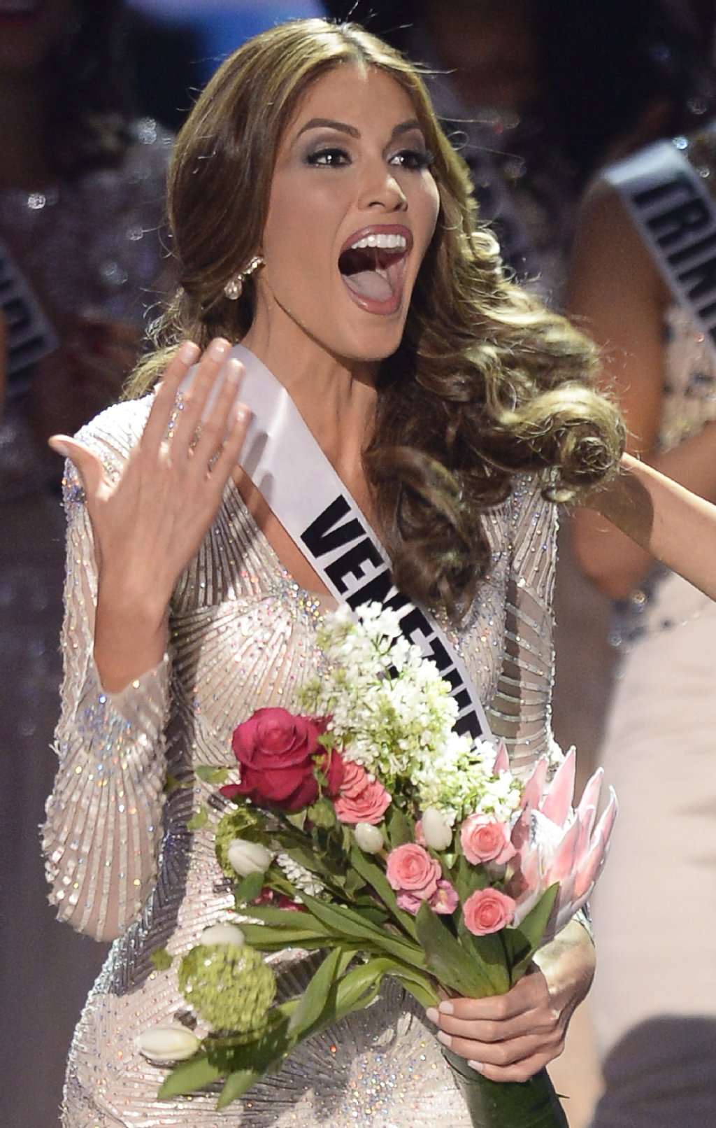 Miss Venezuela Gabriela Isler kann ihr Glück offenbar kaum fassen, als sie in Moskau zur Miss Universe 2013 ernannt wird.