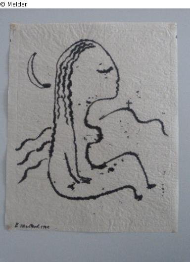 Fritz Maskos: "Sinnende Frau", Druckgrafik, 1922