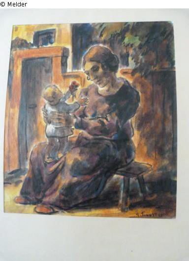 Erich Fraaß: "Mutter und Kind", Aquarell, 1922