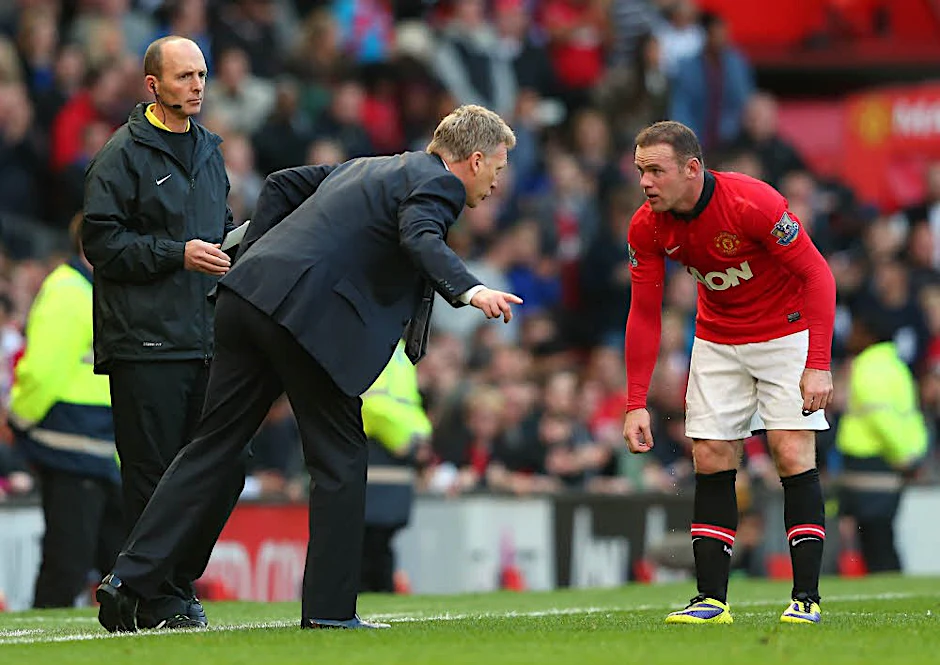 Traute Zwiesprache: David Moyes instruiert Wayne Rooney.