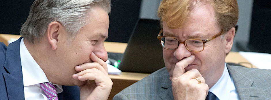 Kokettieren mit der Rollenverteilung: Klaus Wowereit (l.) und André Schmitz.
