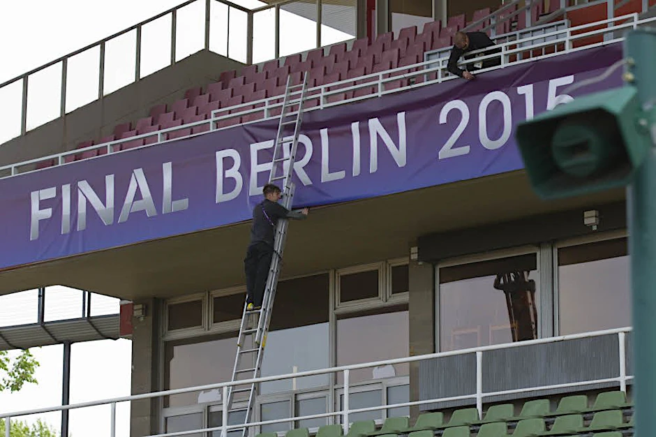 Der Jahnsportpark in Prenzlauer Berg. Hier wird das Women’s-Champions-League-Finale ausgetragen.