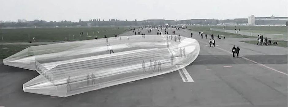 S. O. S.: Am Freitag strandet dieses begehbare Rettungsboot (Abb. Simulation) auf dem Tempelhofer Feld. Drinnen sind Geschichten von Flüchtlingen zu erfahren.