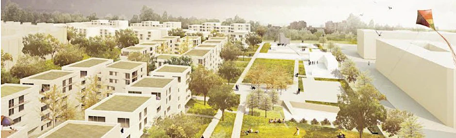 Zukunftsvision: die geplanten Häuser eines privaten Investors am Rande des Mauerparks.