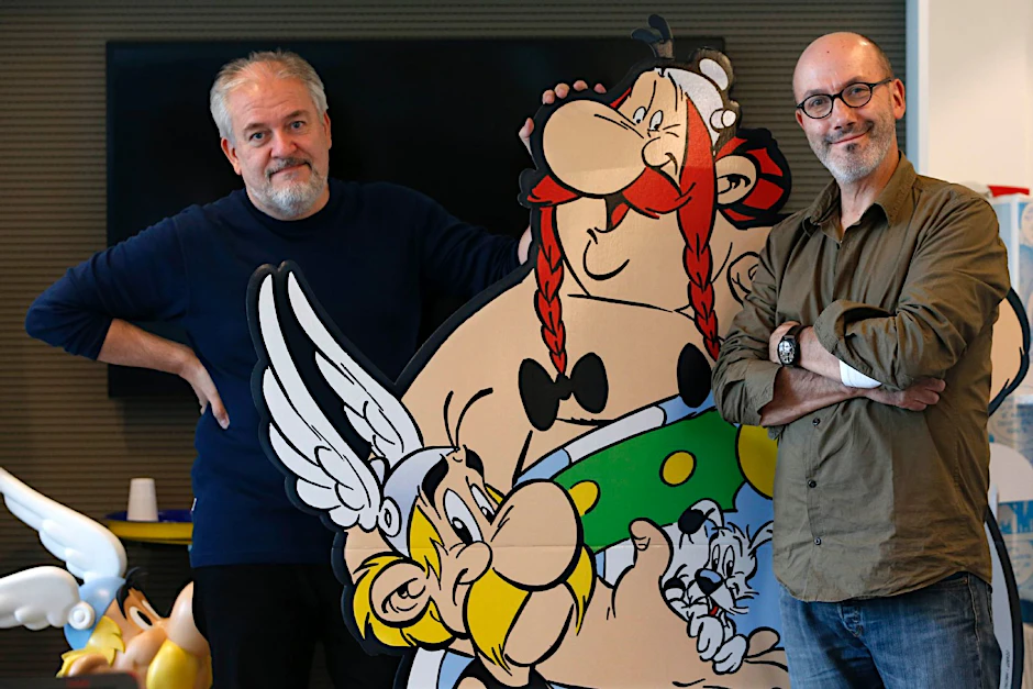 Die Macher von Asterix und Obelix: Autor Jean-Yves Ferri (rechts) and Zeichner Didier Conrad.