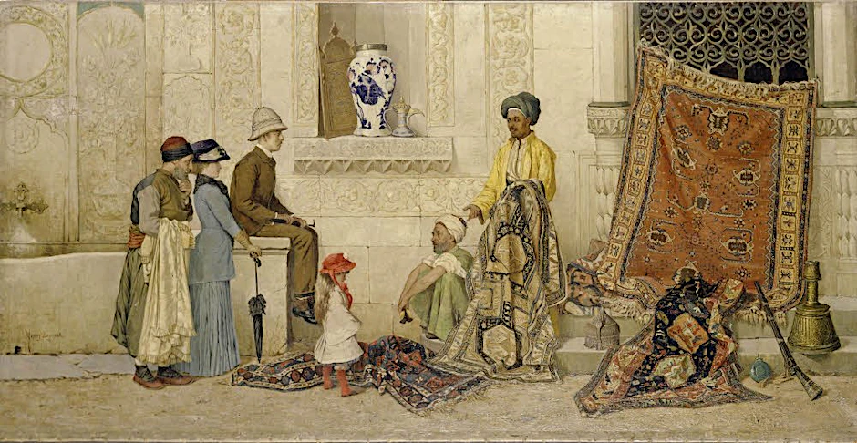 Ein Gemälde des mit Sarre eng befreundeten Malers Osman Hamdi Bey: „Der persische Teppichhändler“, 1888. Öl auf Leinwand.