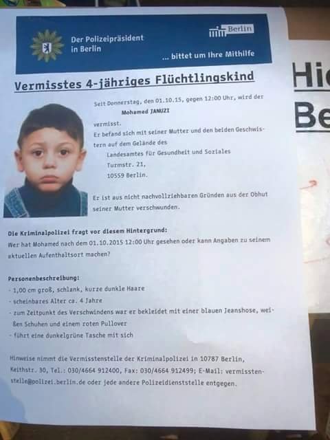Die Polizei sucht seit dem 1. Oktober nach dem vierjährigen Jungen Mohammed. Er ist vom Lageso-Gelände verschwunden.