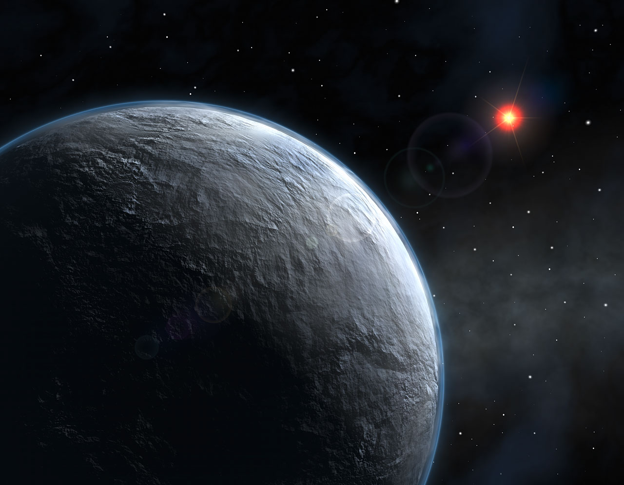 Der  Exoplanet  mit der Bezeichnung OGLE-05-390L b umkreist seinen Stern, einen Roten Zwerg, ein Mal in zehn Erdjahren. Der Planet ist fünfmal so schwer wie die Erde. Er hat eine Oberflächentemperatur von minus 220 Grad Celsius und ist der  kälteste Exoplanet, der bisher entdeckt wurde. Übrigens auch einer der am weitesten entfernten. Das Licht seines Sterns braucht 21 000 Lichtjahre bis zur Erde.