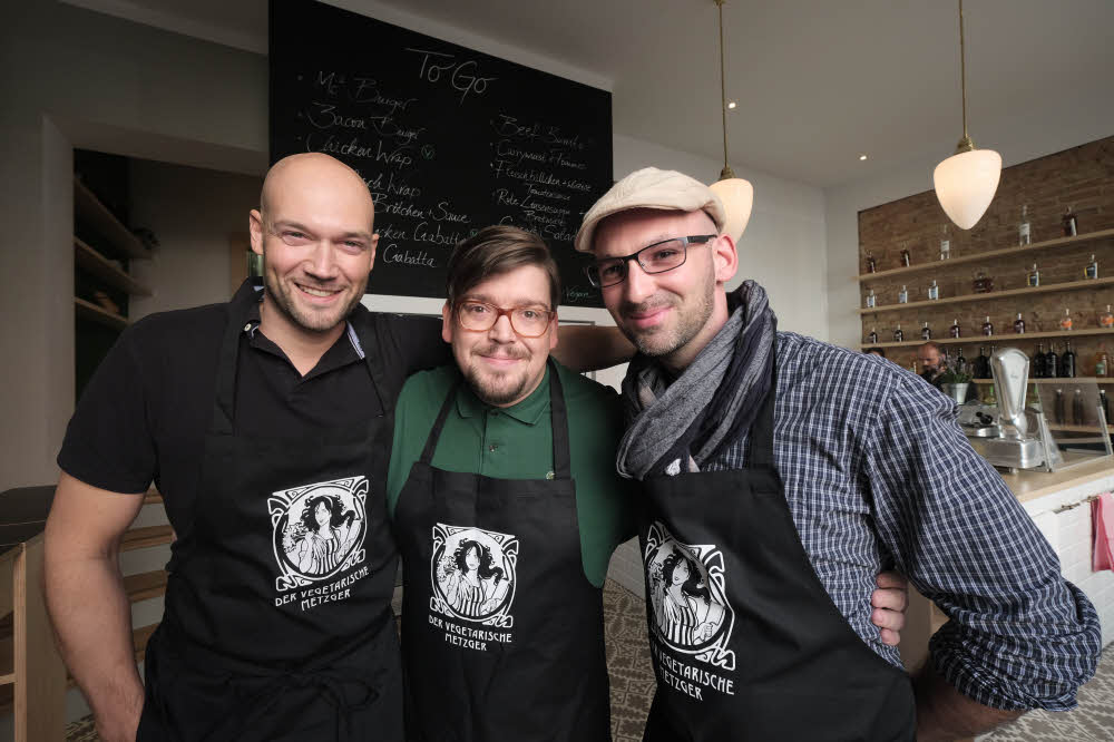 Die vegetarischen Metzger: Martin Koltermann, David Meyer und Florian Tenfelde (v. l.).