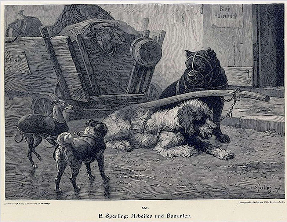 „Bummler und Arbeiter“, 1895, Gemälde von Heinrich Sperling, vielfach reproduziert und verbreitet als Symbol der Berliner Expansionsjahre