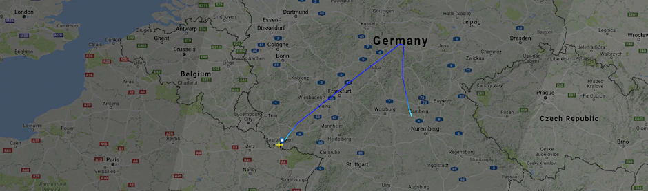 Das Bild von Flightradar24 zeigt den Weg von Flug AB 6479.