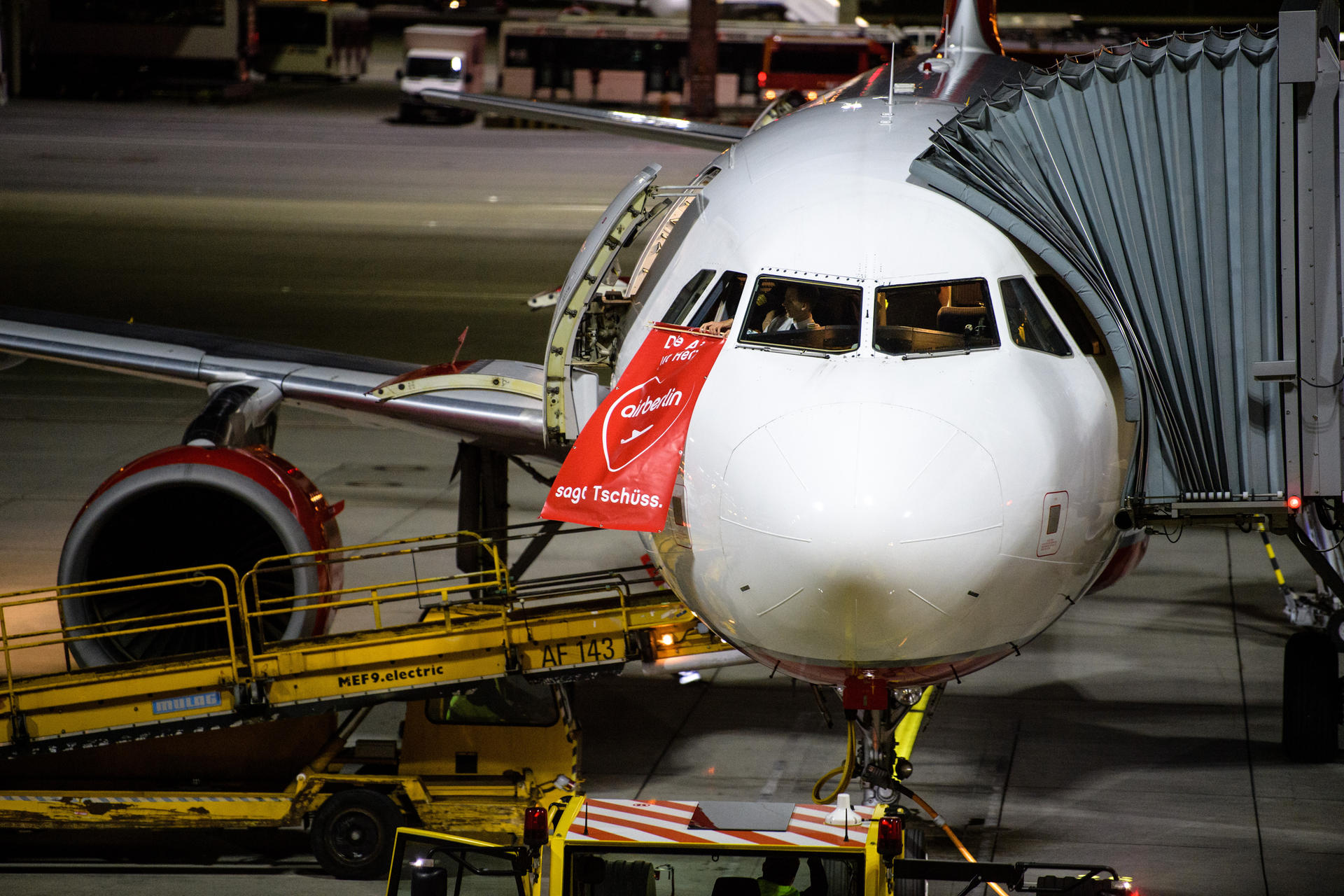 In München steht die Maschine für den letzten Flug von Air Berlin nach Berlin-Tegel bereit (27.10.2017).