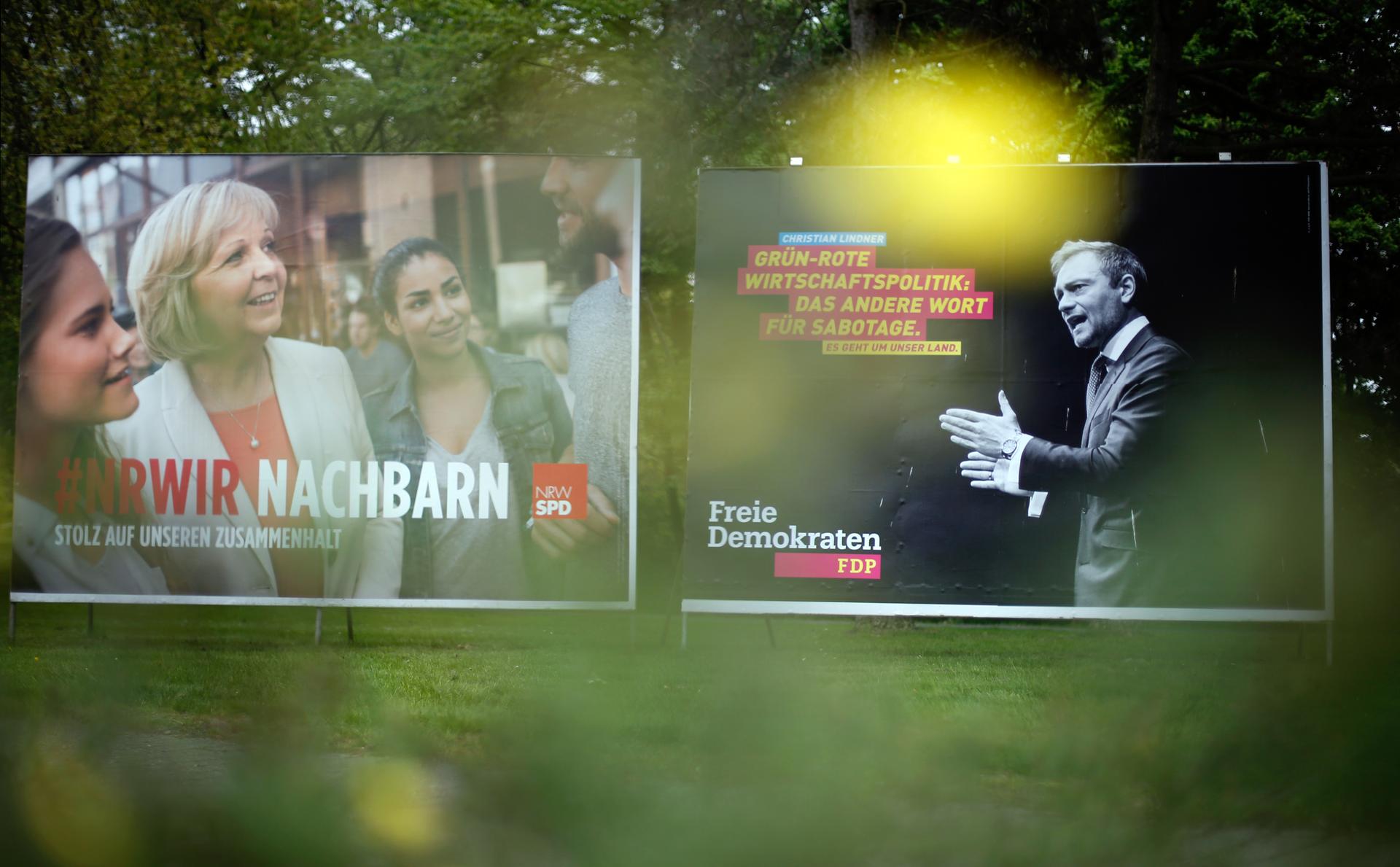 Wahlplakate der Spitzenkandidaten in NRW zur Landtagswahl am 14. Mai 2017.