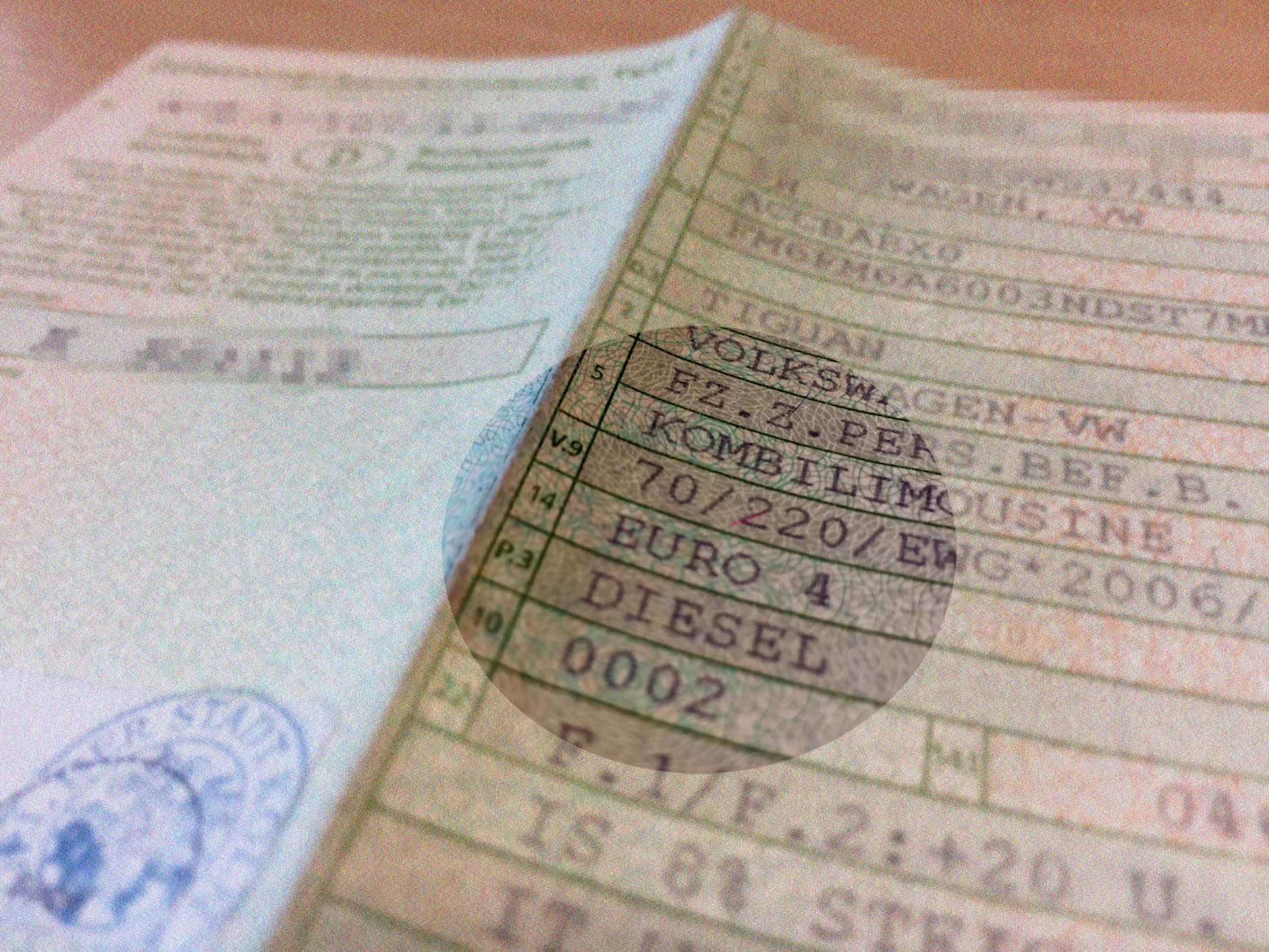 Euro Klasse Fahrzeugschein