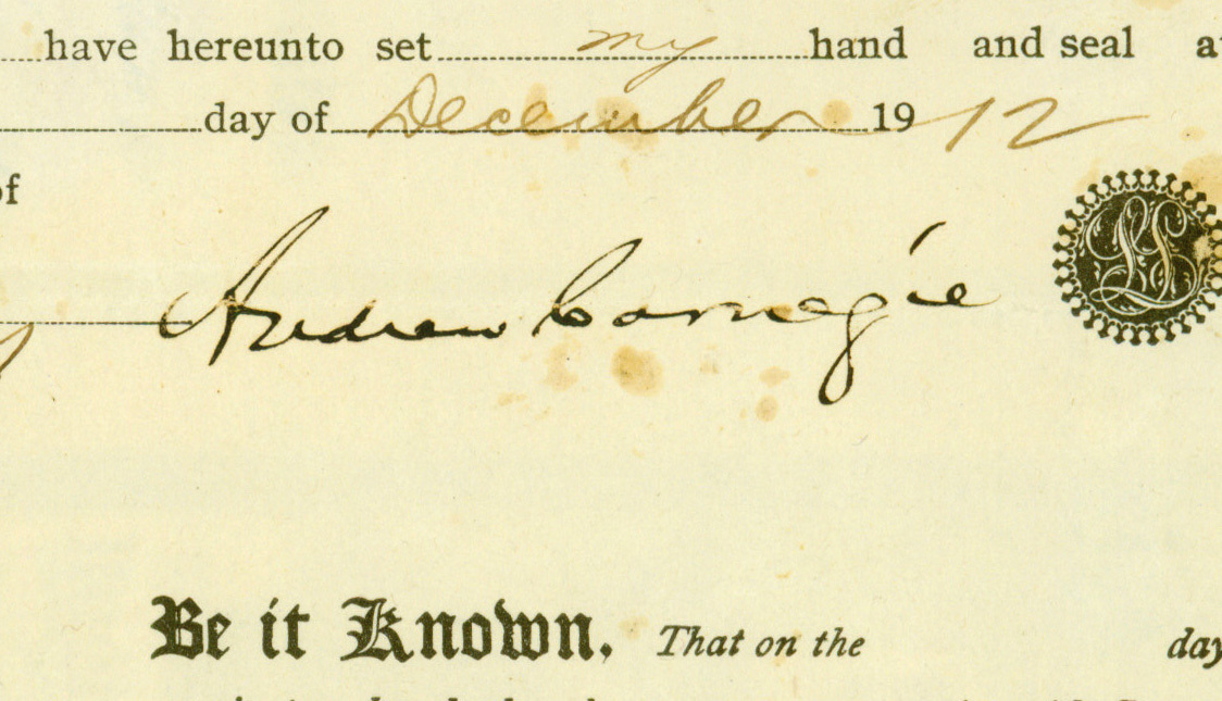 Eine Anleihe der United States Steel Corporation aus dem Jahr 1901 mit der Unterschrift des US-amerikanischen Großindustriellen Andrew Carnegie in einer undatierten Reproduktion. 