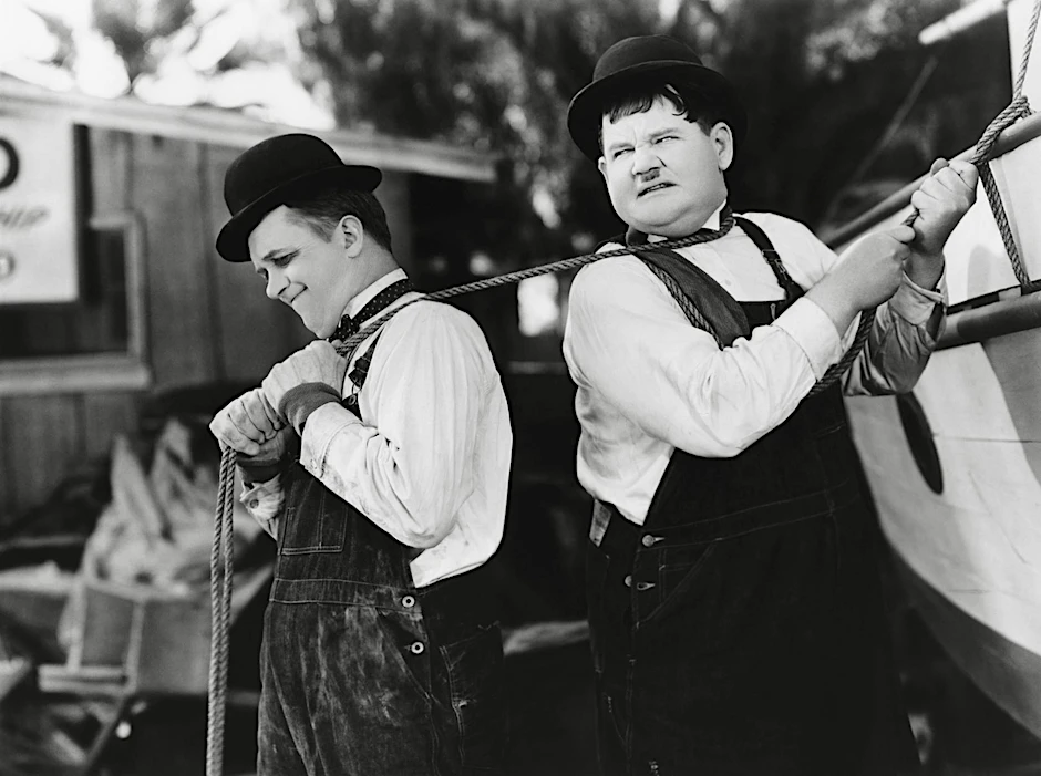 Stan Laurel und Oliver Hardy, 1932.