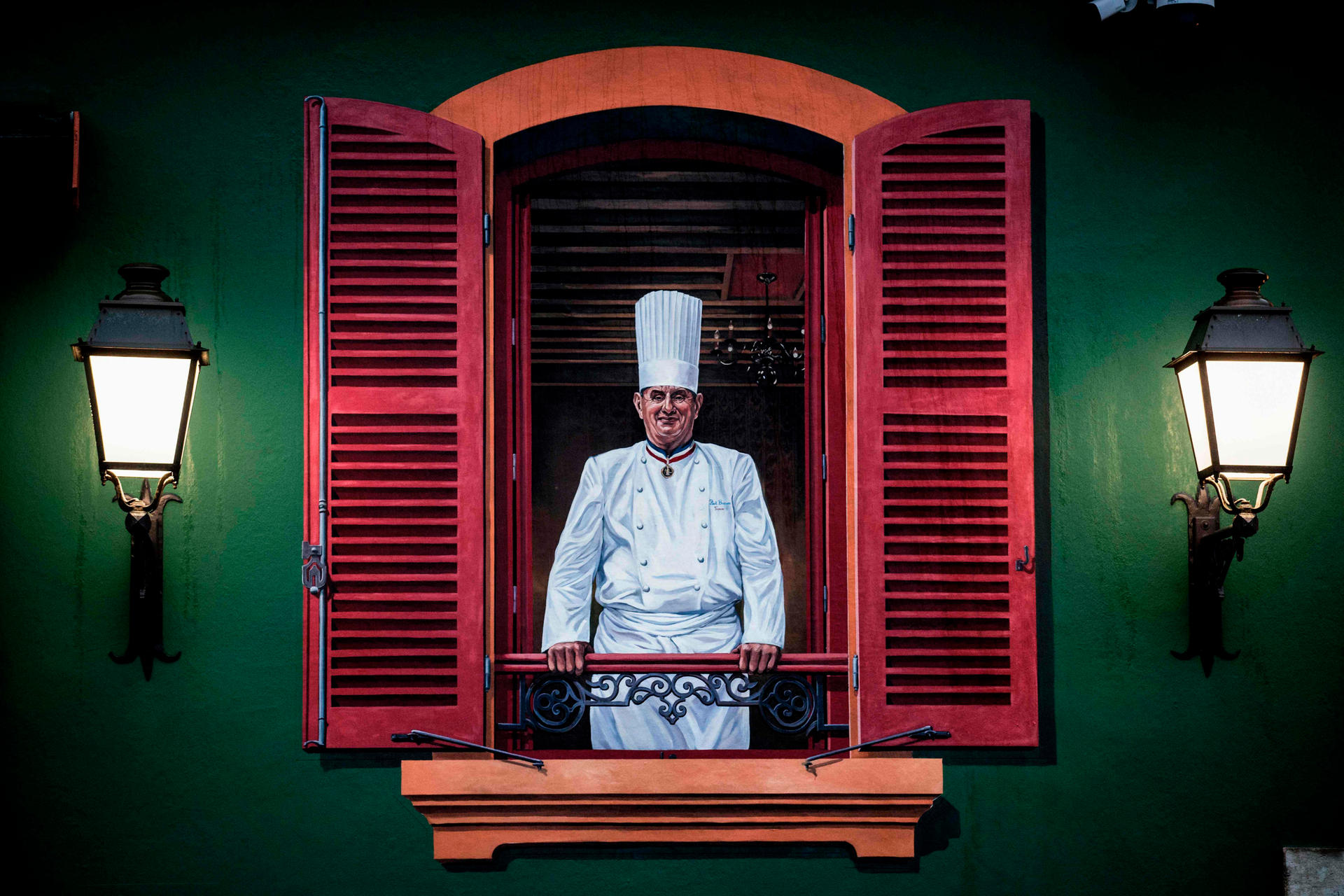 Die Zeichnung von Paul Bocuse befindet sich in seinem legedären Restaurant 