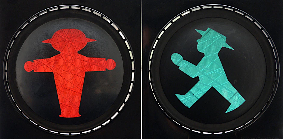 Das Ost-Ampelmännchen wurde 1961 von Karl Peglau entwickelt. Es gilt als ausdrucksstark und sympathisch. Inzwischen gibt es auch Ampelfrauen.