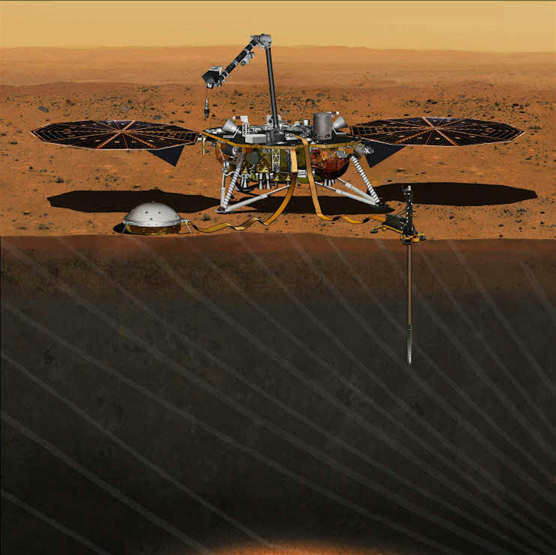 Nasa-Sonde InSight: Berliner Rammsonde wühlt sich in den Boden des Planeten Mars