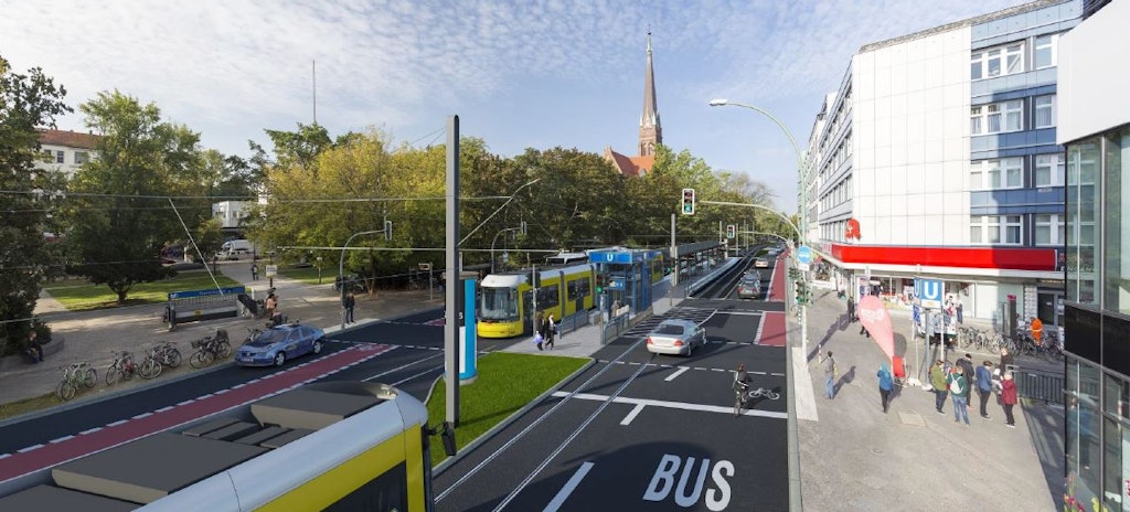 Neuer Straßenbahnstrecke sind 70 Parkplätze und 85 Bäume