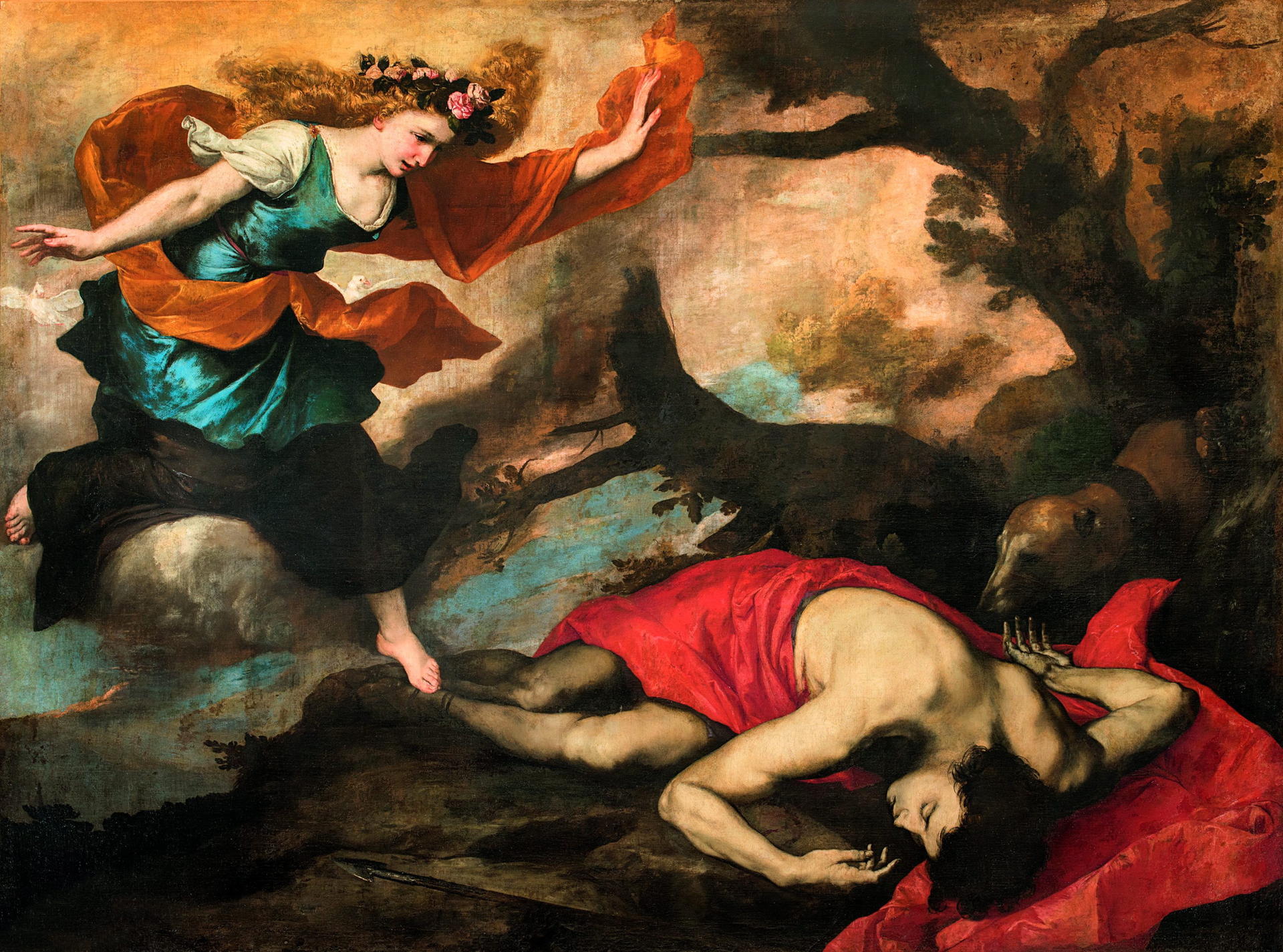 Dramatik pur in Jusepe de Riberas Allegorie „Venus und der sterbende Adonis“, 1637. 