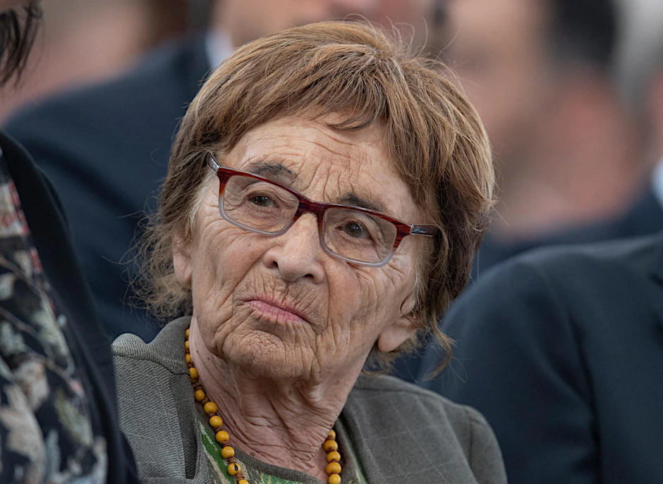 Die ungarische Philosophin Agnes Heller (1929–2019) während der Gedenkstunde für Anne Frank in der Paulskirche. 