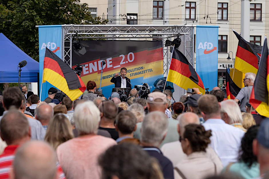 Björn Höcke beim Wahlkampfauftakt der AfD in Brandenburg.