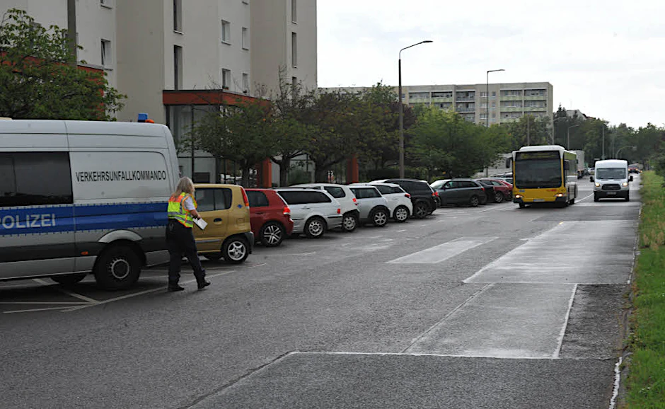 Die Polizei rekonstruierte am Dienstag den Unfall an der gleichen Stelle.