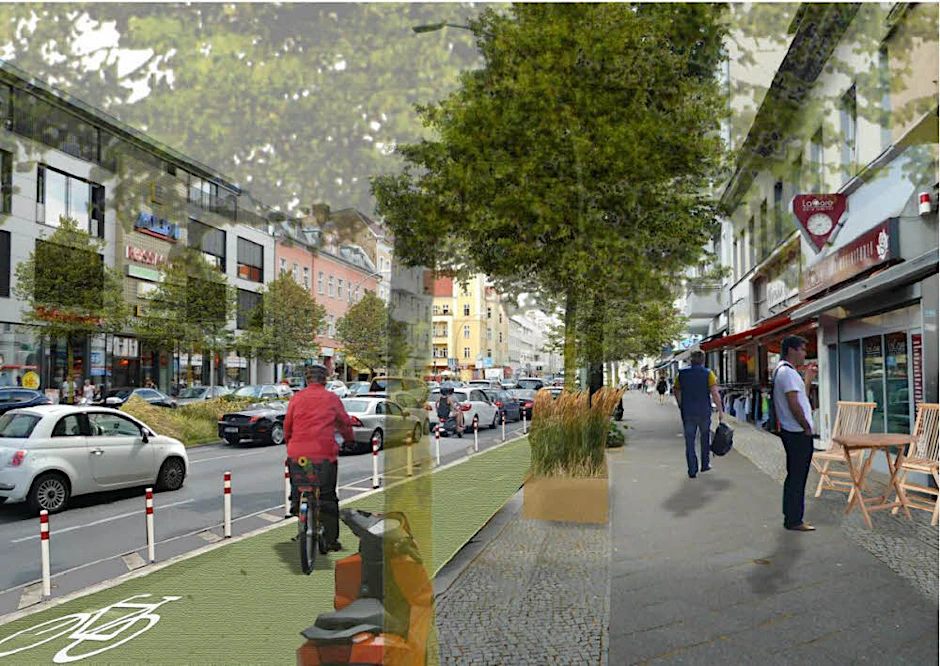 Mehr Sicherheit für Radfahrer auf dem Tempelhofer Damm: Für den fließenden Verkehr bleiben zwei Fahrstreifen pro Richtung.